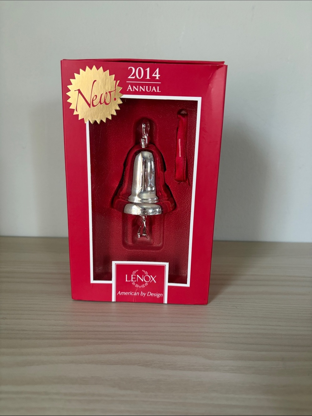 Lenox New! 2014 Annual Silver Bell Angel Ornament with Red Presentation Box